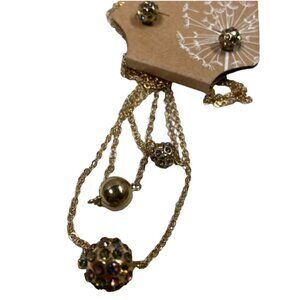 2/$25 ❤️: Gold Pave Ball Stud Earrings and Layered Necklace Gift Set